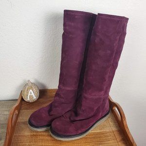 Bronx Knee High Burgundy Suede Boots Size 37
